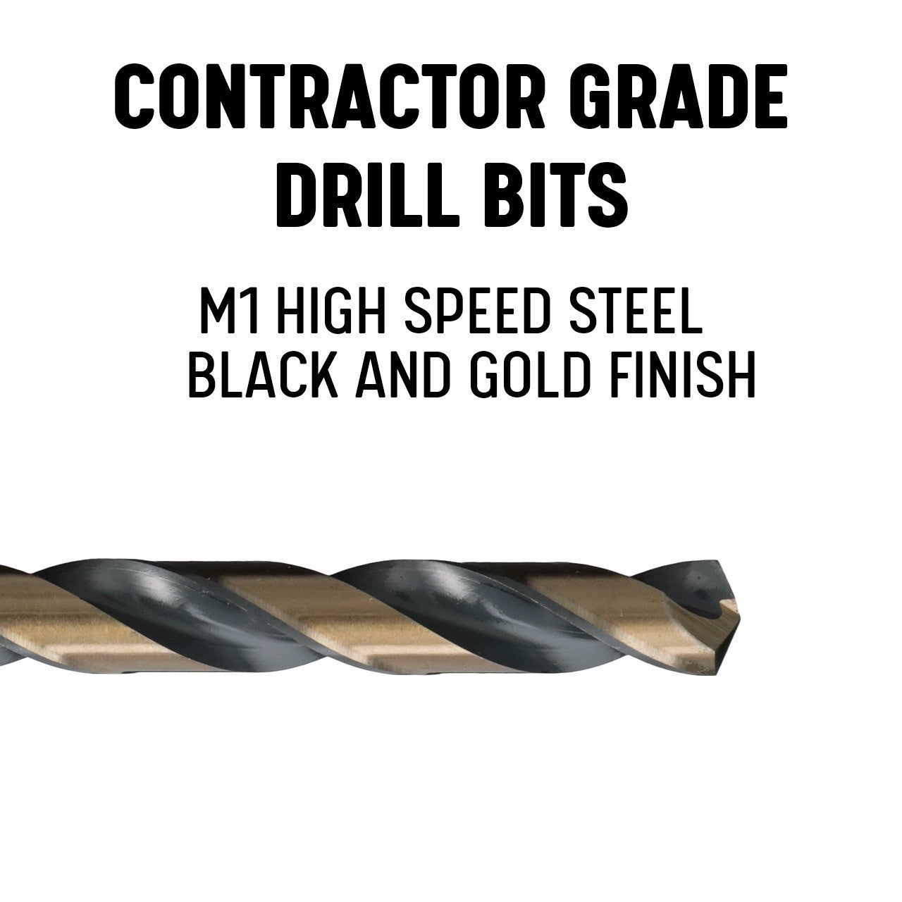 9/32" 3-Flat Contractor Jobber Drill, Black & Gold