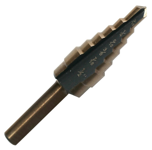 #2 HSS Step Drill Bit, Black and Gold (3/16" - 1/2" x 16ths)