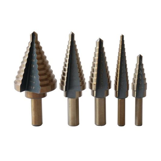 5-Piece HSS Step Drill Bit, Black and Gold (Sizes #1 - #5)