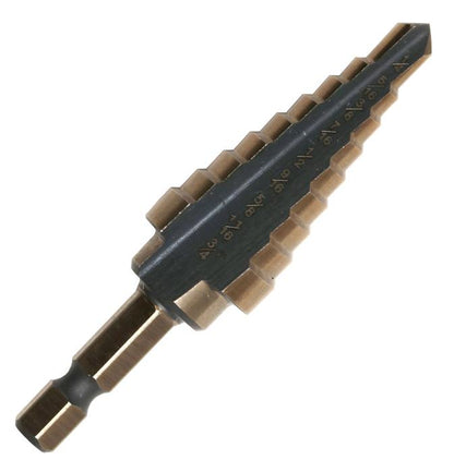 #3 HSS Hex Shank Step Drill Bit, Black and Gold (1/4" - 3/4" x 16ths)