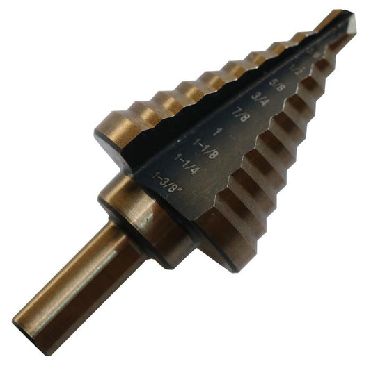 #5 HSS Step Drill Bit, Black and Gold (1/4" - 1-3/8" x 8ths)