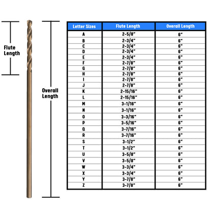 "C" x 6" Cobalt Aircraft Extension Drill Bit